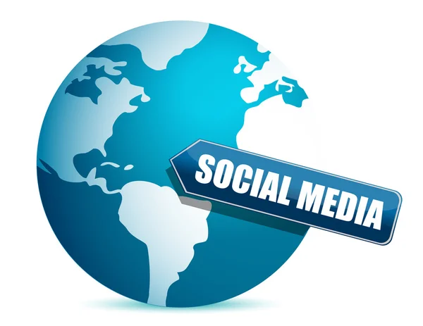 Κοινωνικών μέσων μαζικής ενημέρωσης globe σχεδιασμό εικονογράφηση πάνω από λευκό — Φωτογραφία Αρχείου