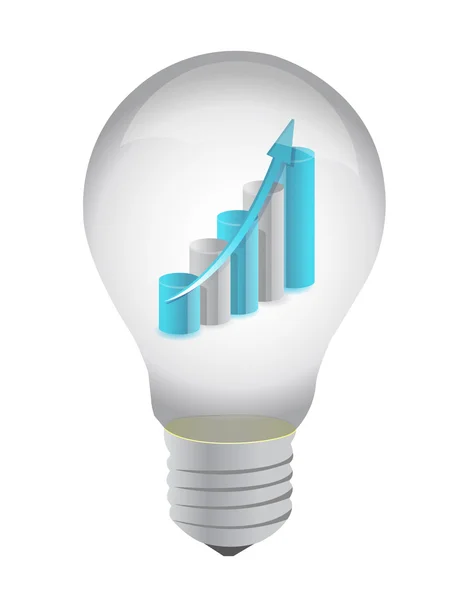 Lamp en business grafiek binnen illustratie ontwerp op wit — Stockfoto