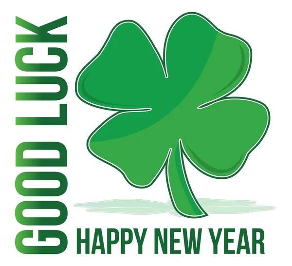 Feliz ano novo trevo verde boa sorte ilustração — Fotografia de Stock