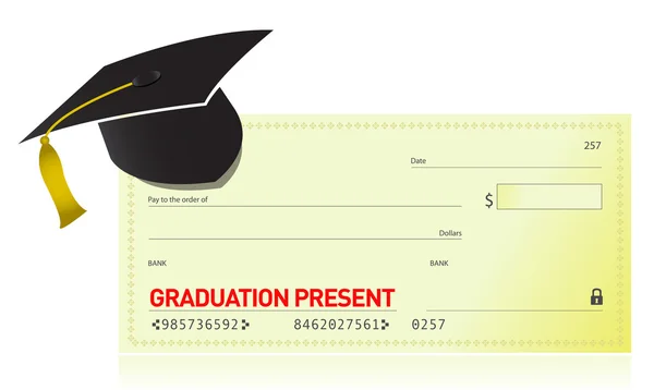 毕业礼物和毕业的帽子插画设计 — 图库照片