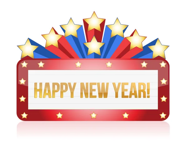 Neon happy new year sign illustration design on white — Stock Photo, Image