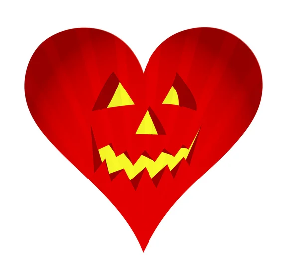 Röda pumpa ansikte hjärtdesign illustration på vit — Stockfoto
