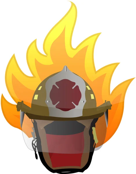 Brandweerman helm op brand illustratie ontwerp op wit — Stockfoto