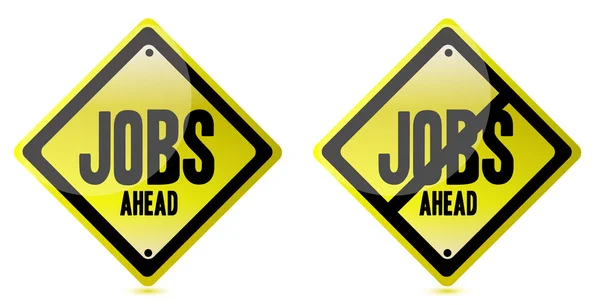 Jobs ahead Street sign over a white background — Stock Photo, Image