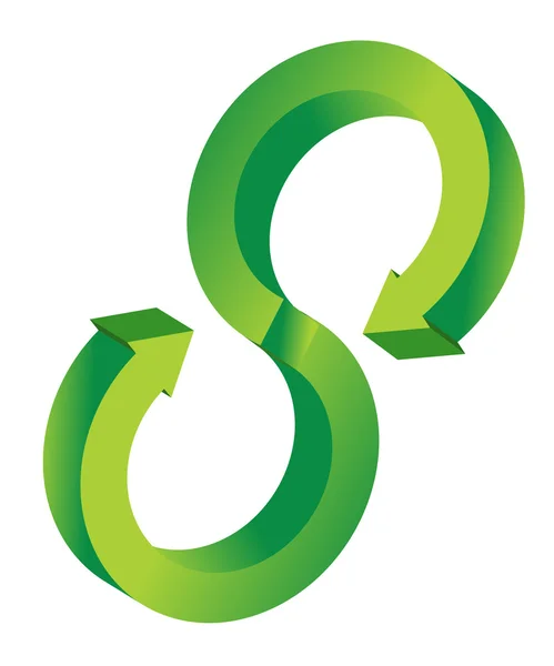 3d disegno del ciclo freccia verde illustrazione su bianco — Foto Stock