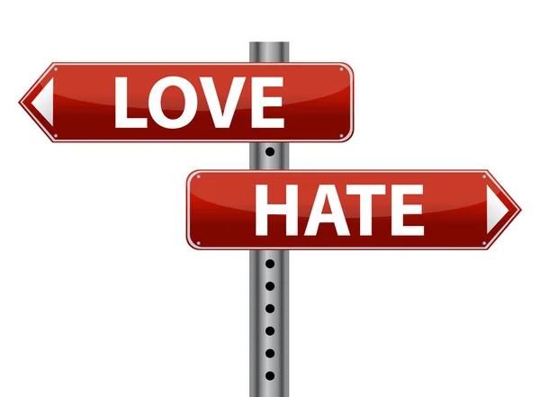 Дилемма Любовь и ненависть знак иллюстрации дизайн над белым — стоковое фото