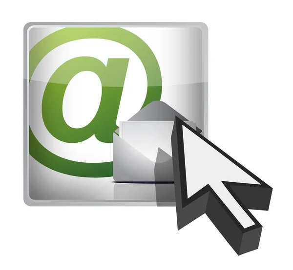 Buton de poștă și design ilustrație cursor pe alb — Fotografie, imagine de stoc