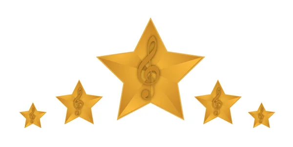 Arany zene csillagok illusztráció design egy fehér háttér — Stock Fotó