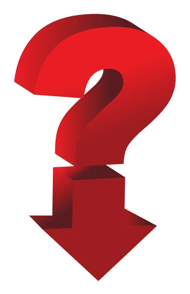Shiny red question mark with an arrow pointing down — Stock Photo, Image
