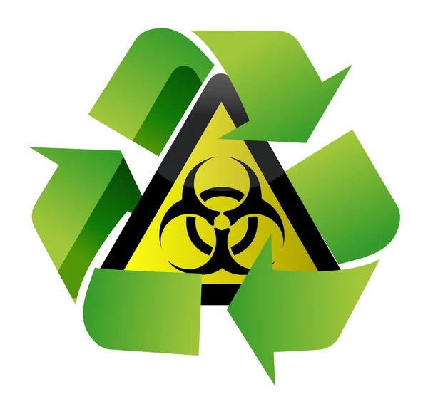 回收站在白色背景的生物危害标志的插图设计 — 图库照片