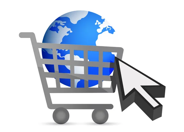 Carrinho de compras globo e design ilustração cursor — Fotografia de Stock