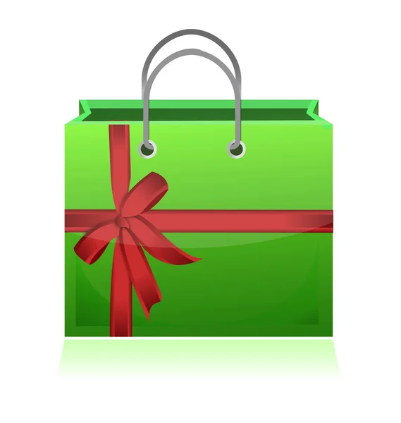 Grön gåva shopping väska illustration design på vit bakgrund — Stockfoto