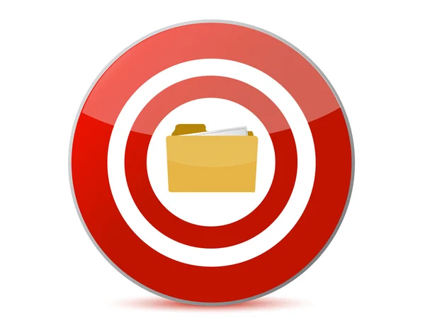 Folder icon inside a target illustration design on white — Stock Photo, Image