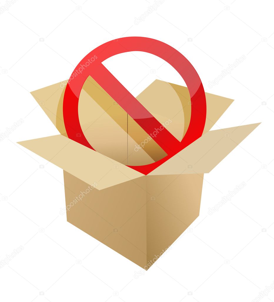 Red stop symbol in carton box illustration design