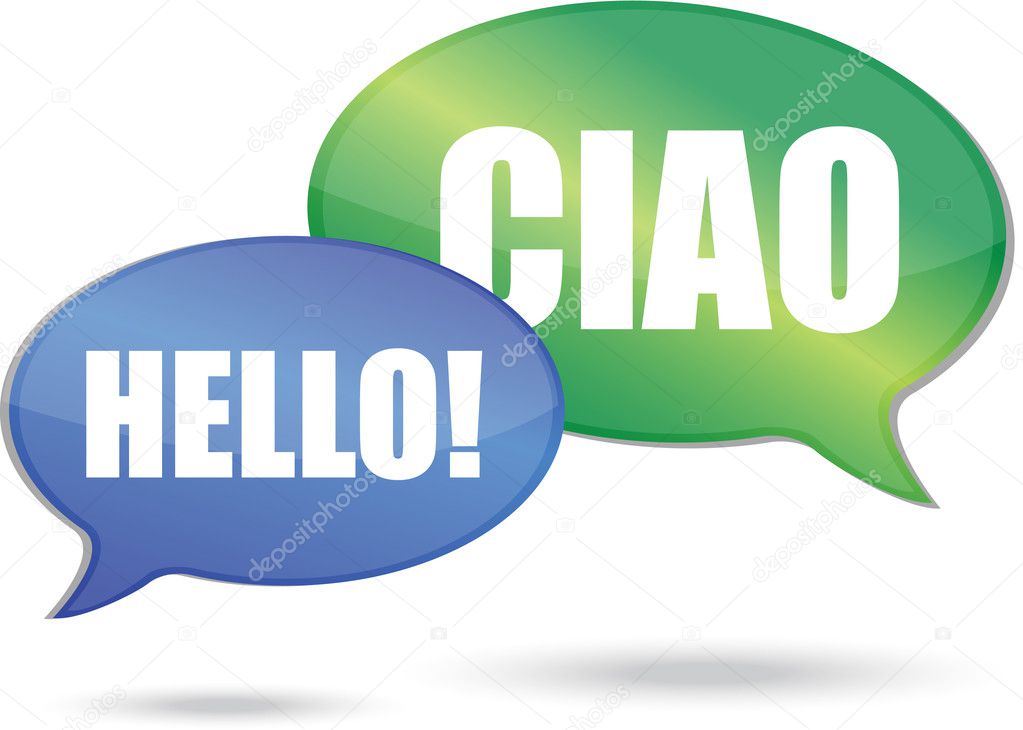 Hello and ciao messages illustration design