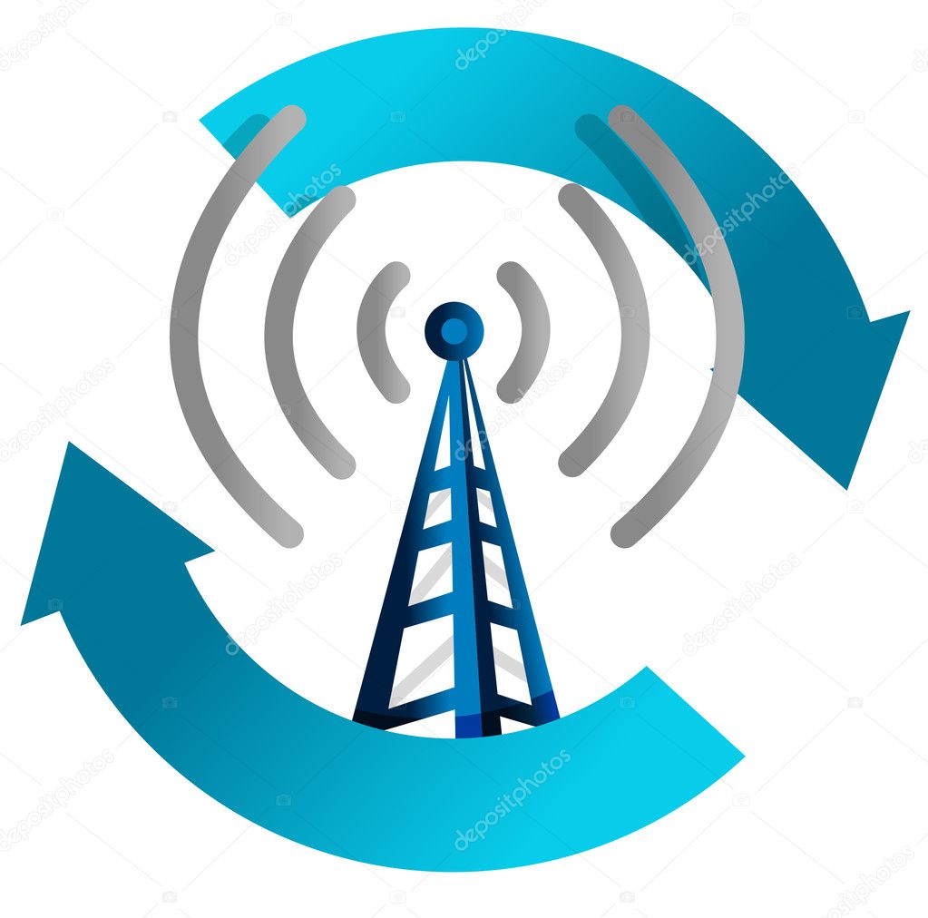 Wi fi tower cycle illustration design on white