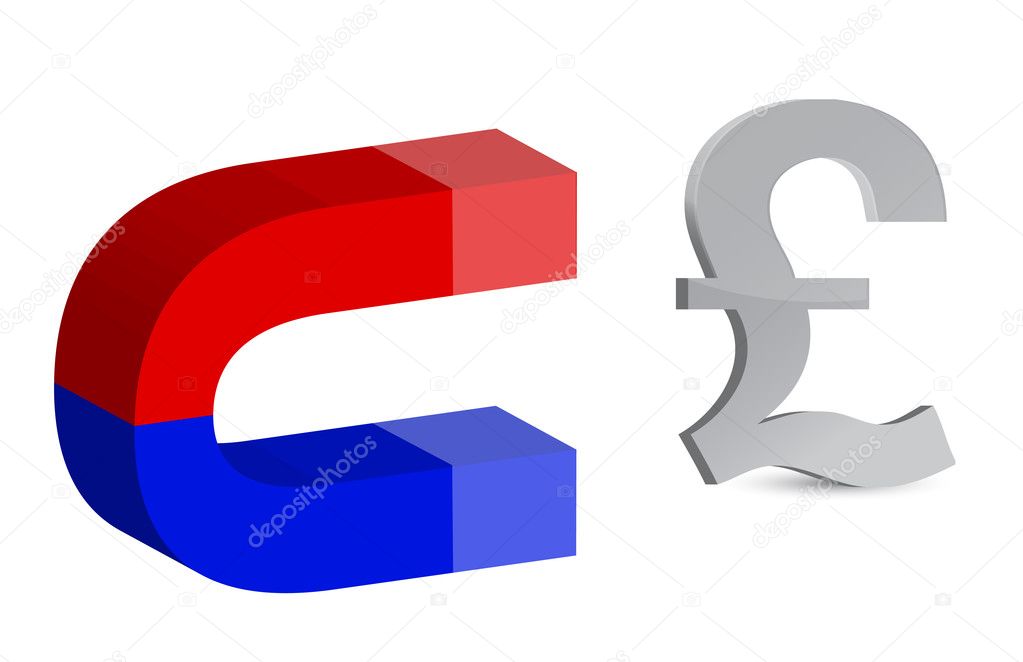 Magnet and pound sign on white background