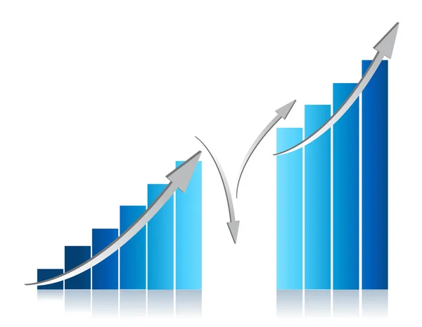 Projeto azul da ilustração do gráfico do negócio no branco — Fotografia de Stock
