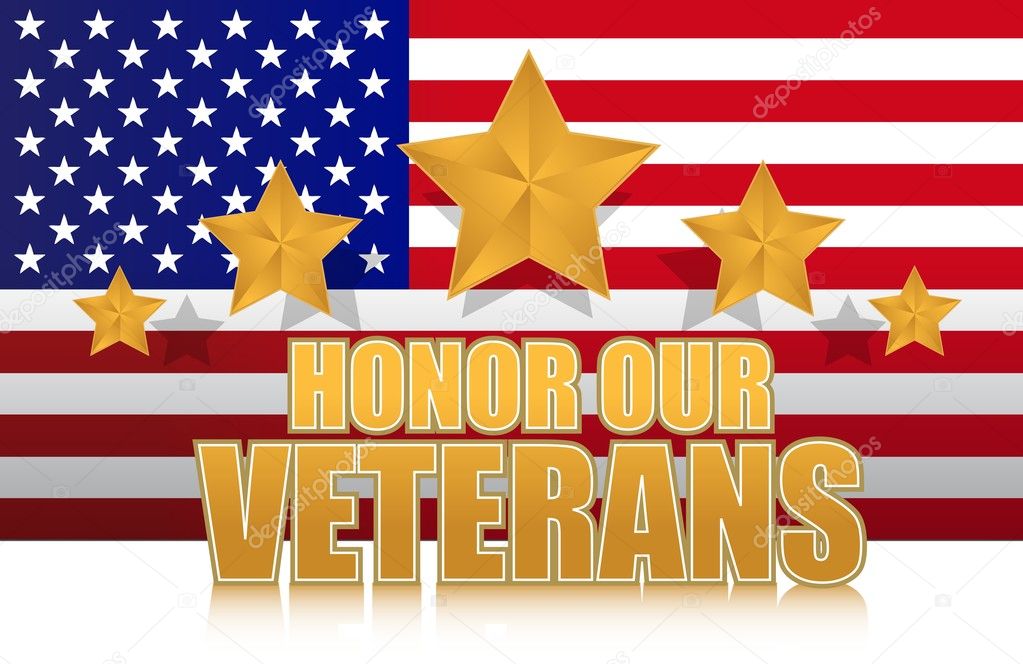Us honor our veterans gold illustration sign design on white