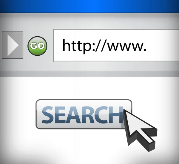 Navegador de internet moderno com botão de pesquisa — Fotografia de Stock