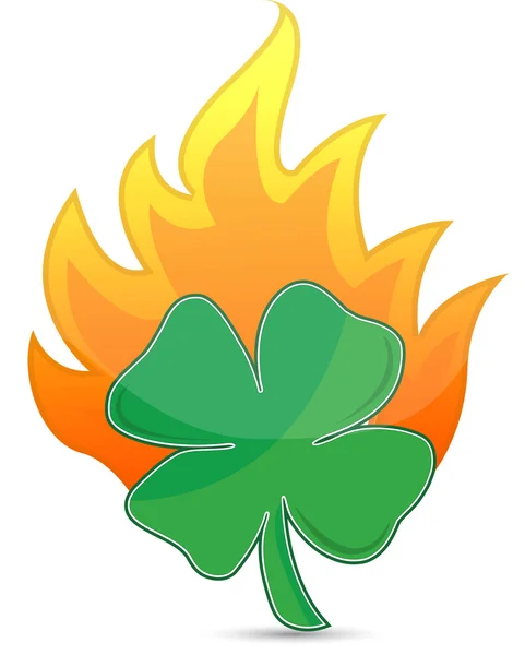 Clover on fire lucky concept illustration design on white — Stock Photo, Image