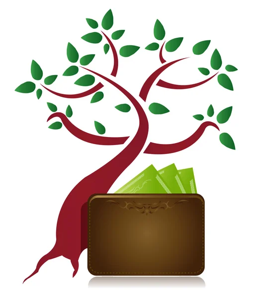 Pengar träd och plånbok design illustration på vit — Stockfoto