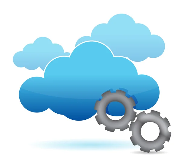 Cloud Computing und Gear Illustration Design über Weiß — Stockfoto