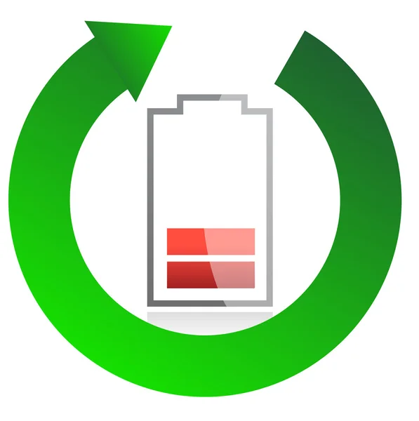 Diseño de ilustración de concepto de reciclaje de batería sobre blanco — Foto de Stock