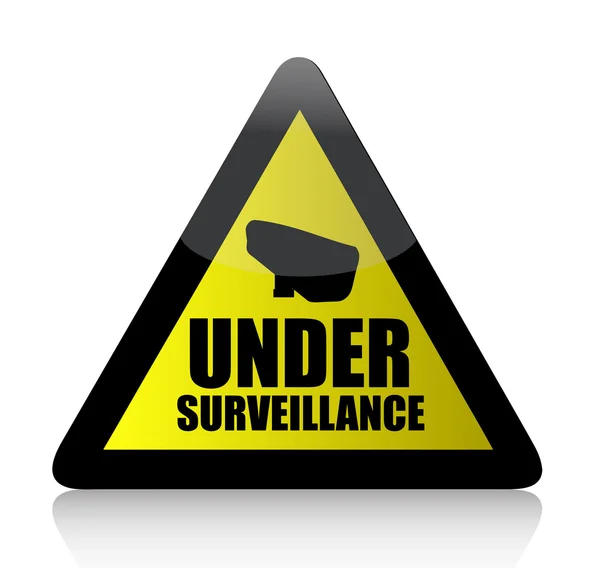 Yellow surveillance sign, illustration design over white — Stock Photo, Image