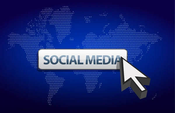 Social media blue background with a map of the world — Stock Photo, Image