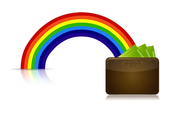 stock image Wallet at the end of a rainbow illustration design