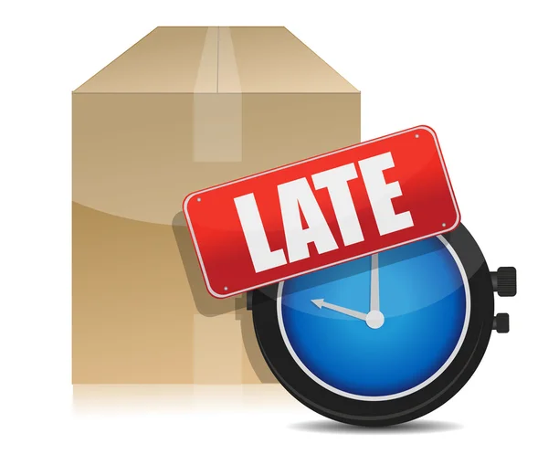 Caja de entrega tardía y diseño de ilustración de reloj en blanco —  Fotos de Stock
