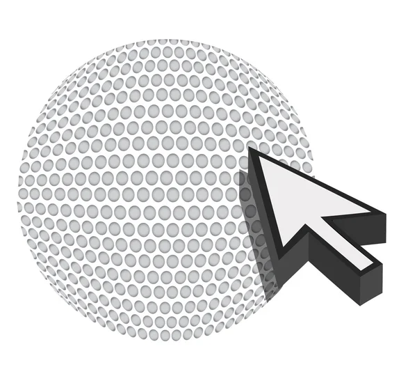 Мяч для гольфа со стрелкой курсора - иллюстрация концепции спортивных покупок — стоковое фото
