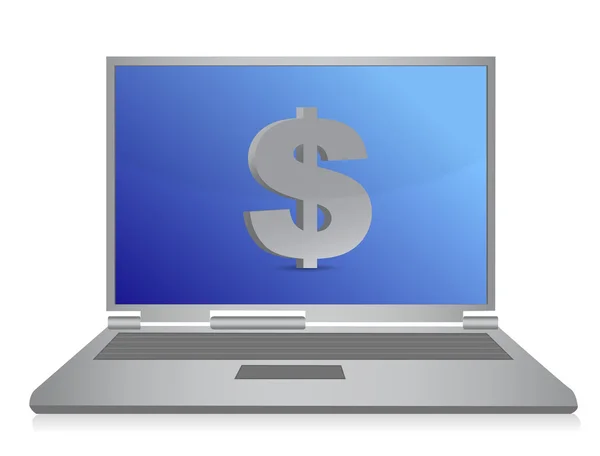 Online business. Laptop with dollar symbol illustration design — Stock Photo, Image
