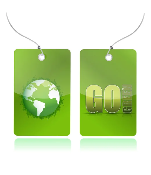 Eco groene illustratie tags ontwerp over Wit — Stockfoto
