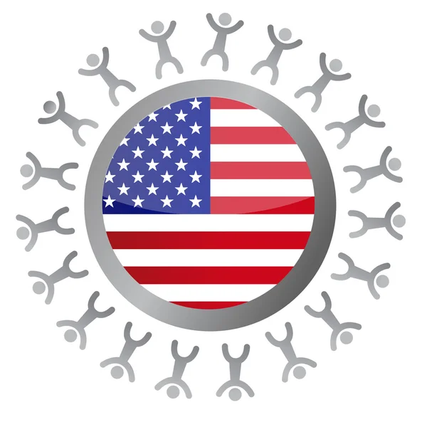 Rond een Amerikaanse vlag afbeelding ontwerp over Wit — Stockfoto
