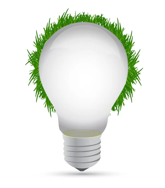Lightbulb with grass around illustration design over white — Stock Photo, Image
