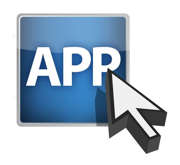 App button and cursor illustration design over white — Stock Photo, Image