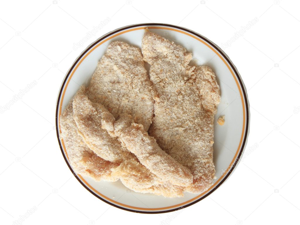 Raw chicken in breadcrumbs