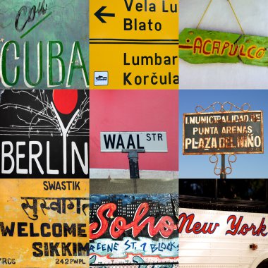 World travel signs clipart