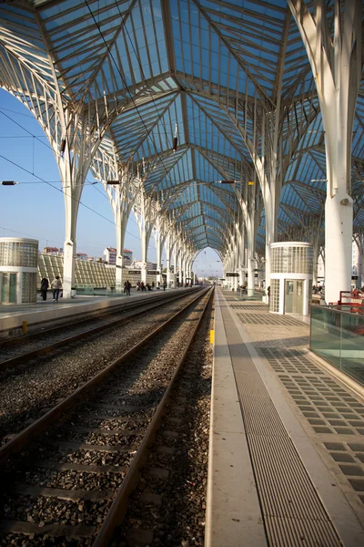 ポルトガル鉄道オリエンテ駅の鉄道の詳細 — ストック写真
