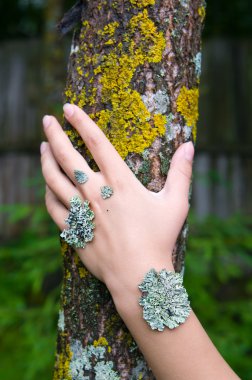 Lichen on the hand clipart