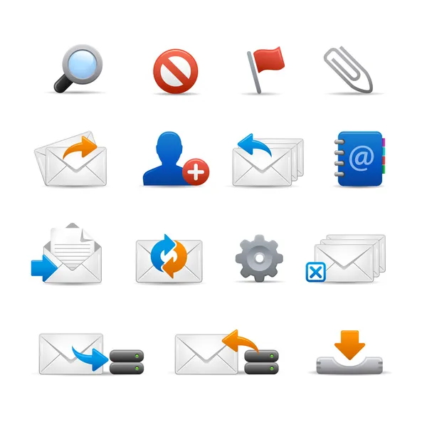 Iconos profesionales de correo electrónico - Conjunto 3 de 3 / / Serie Soft — Vector de stock