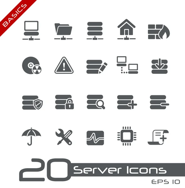 Icone del server / / Nozioni di base — Vettoriale Stock
