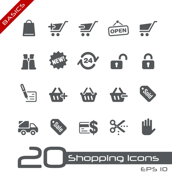 Iconos de compras / / Conceptos básicos — Archivo Imágenes Vectoriales