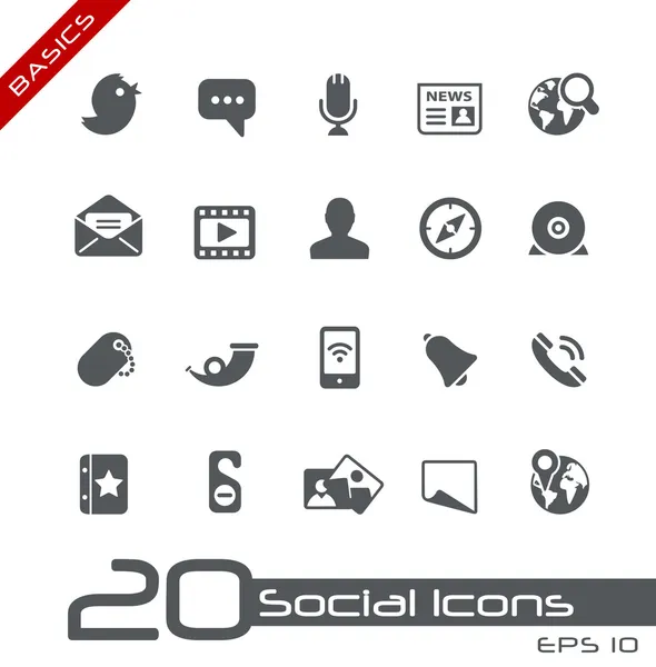 Ícones de mídia social / / Noções básicas — Vetor de Stock