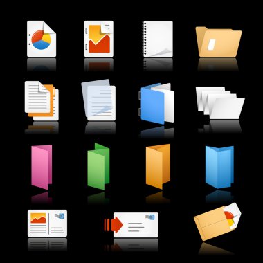 Print & Office Icons / / Black Background clipart