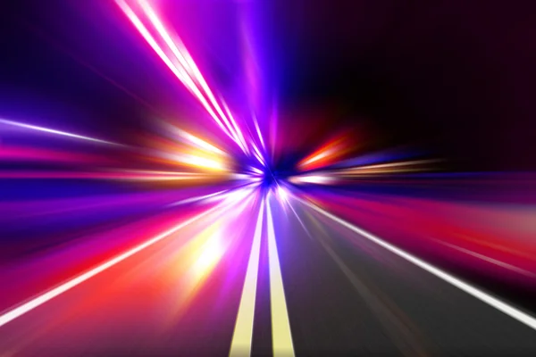 Speed motion on night road — Stock Photo, Image