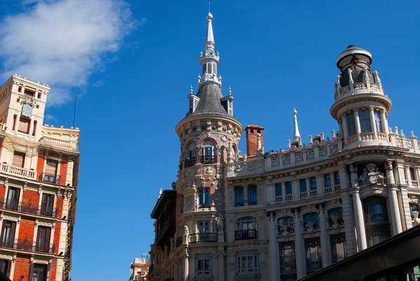 Historic buildings with lace fronts of Madrid — Stock Photo, Image