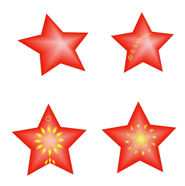 Set vector red color stars jewelry for New Year — Stock Vector